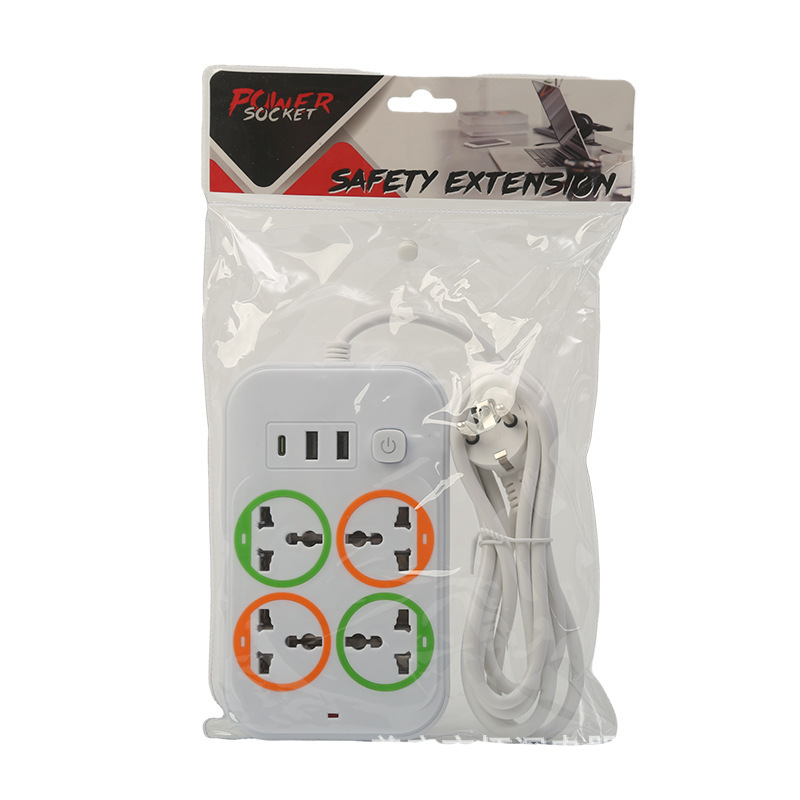 2USB + 1PD zócalo de comercio exterior bolsa neutra embalaje de anillo colorido anillo en blanco y negro opcional estándar europeo estándar británico estándar americano