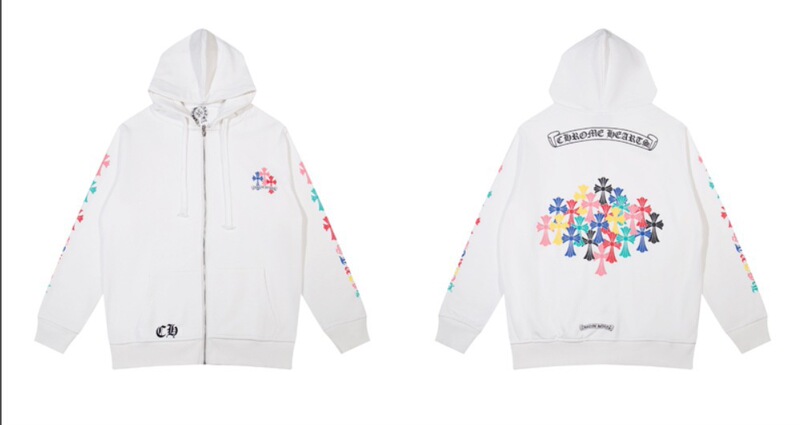 24ss年新款高品质Chrome Hearts 马蹄十字架连帽拉链卫衣工厂批发|undefined