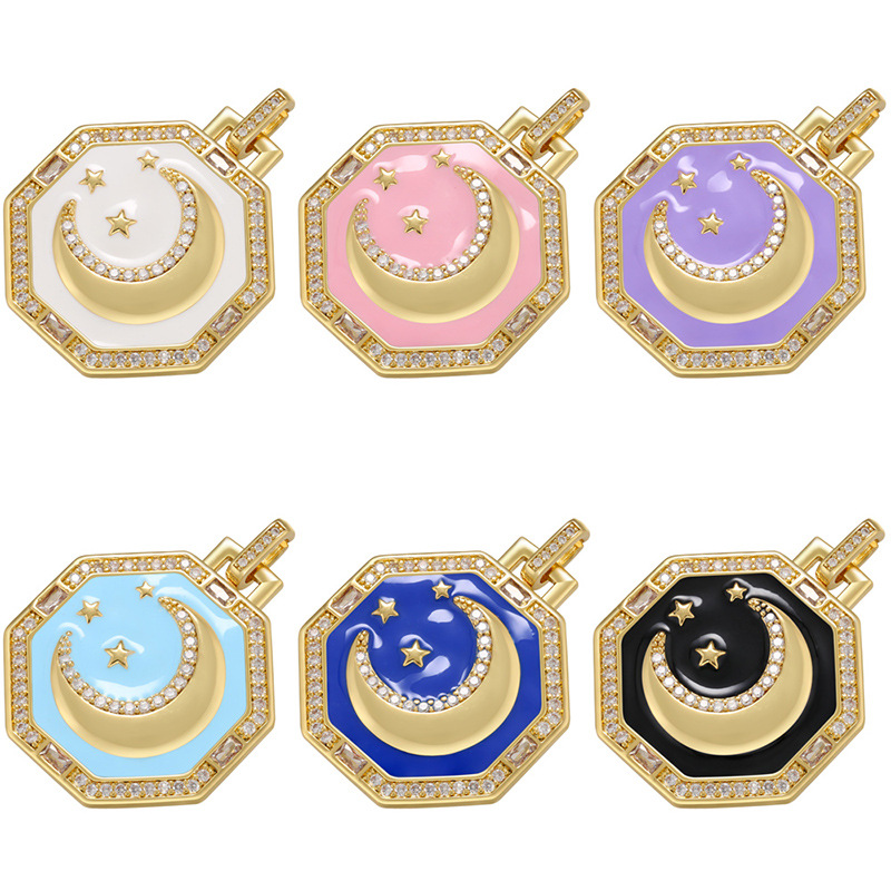 fashion geometric jewelry accessories pendant star moon octagon zircon cooper pendantpicture1