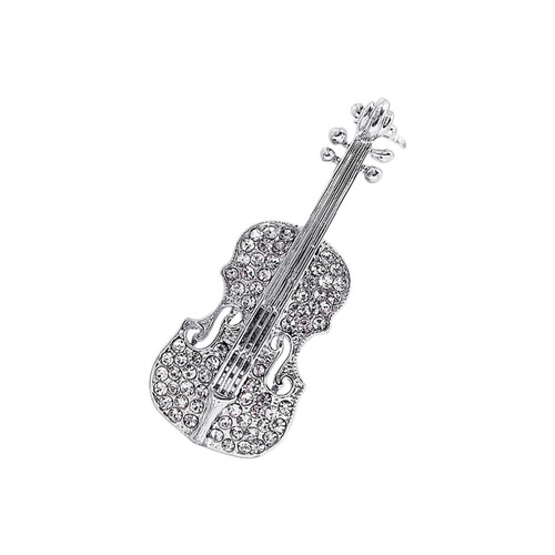 Fashionable personalized violin brooch for women, versatile rhinestone brooch, elegant oil drop corsage, Amazon wholesale