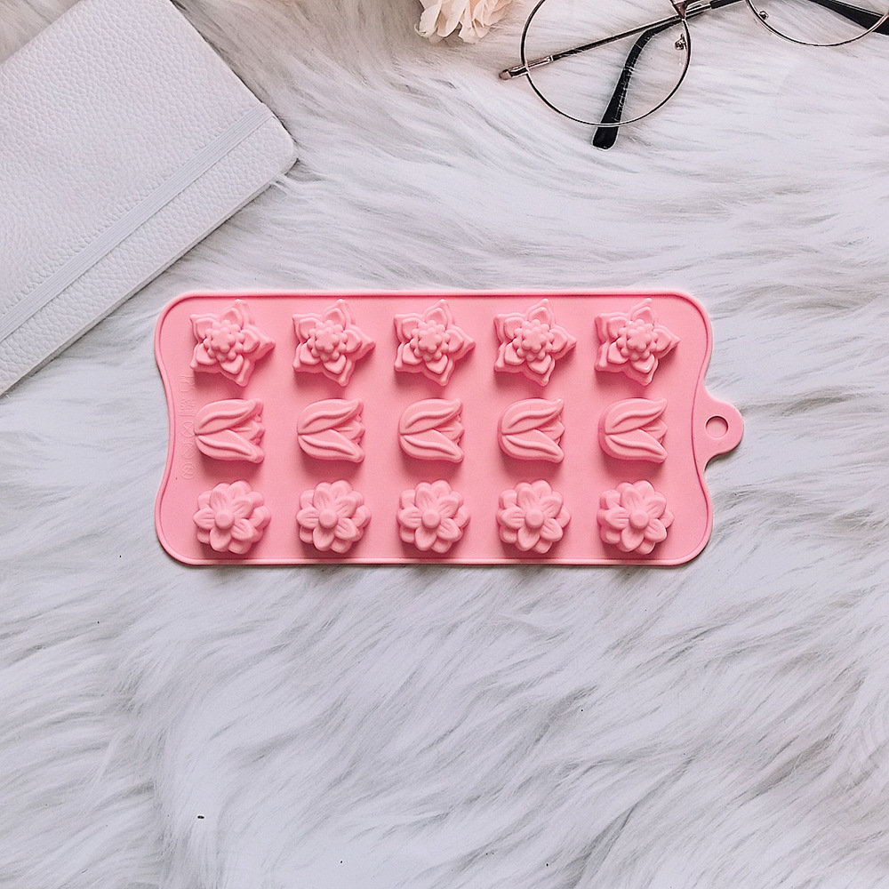 15 3 tipos de chocolate tulipas 680 molde de silicona dulces pudín molde de postre pastel para hornear