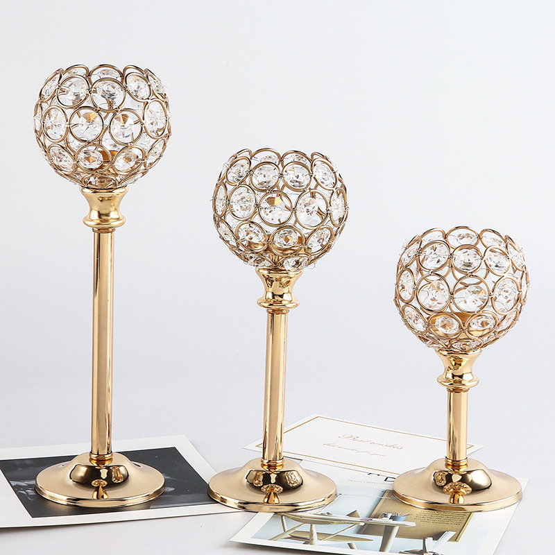 Estilo Europeo mini candelabro de cristal de metal creativo decoración de la boda Hotel Casa cena con velas accesorios Decoración