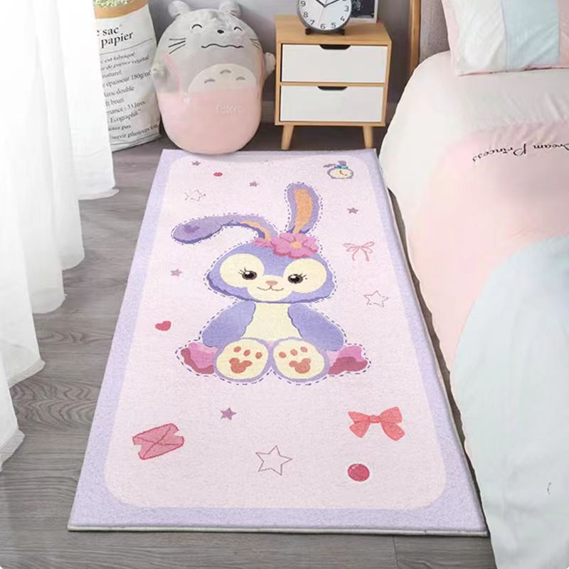 Ins-style cute cartoon carpet for children's room, girl's bedroom, imitation cashmere bed edge rug, long room mat