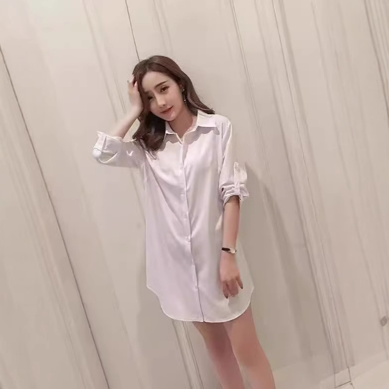 [폭발] 한국 기질 카디건 긴팔 옷깃 헐렁한 여성 셔츠 긴셔츠 치마 조커