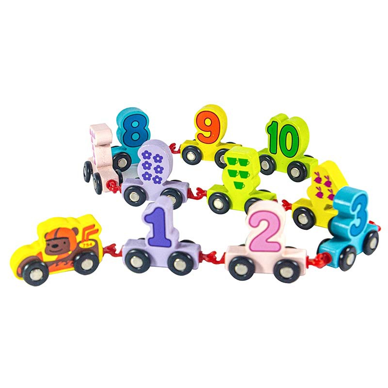 Desmontaje y montaje de los niños tren digital educación temprana arrastre coche de juguete bloques de construcción de inteligencia al por mayor juguetes de madera comercio exterior