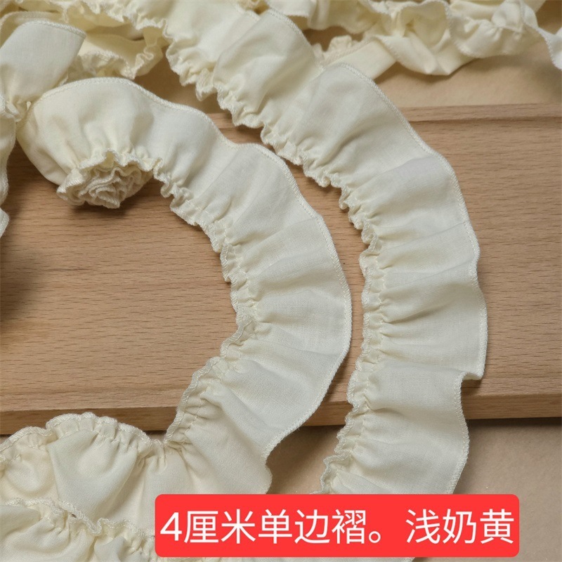 小尺寸白色纯棉布森系领口褶皱边洛丽塔娃娃衣服裙摆袖口花边辅料|undefined