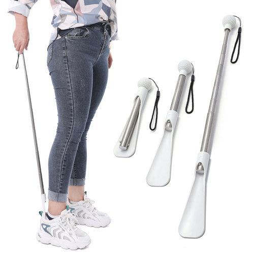 Stainless steel retractable shoe horn long handle household shoe wearer long handle shoe puller shoe puller shoe slider