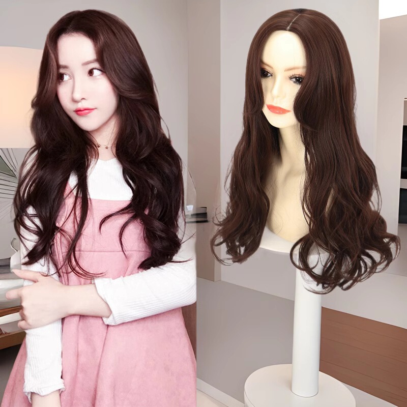 Fashionable Long Curly Hair, Big Waves Full Wig, Influencer Lady Dress-Up Expert Natural Fluffy Wig Set