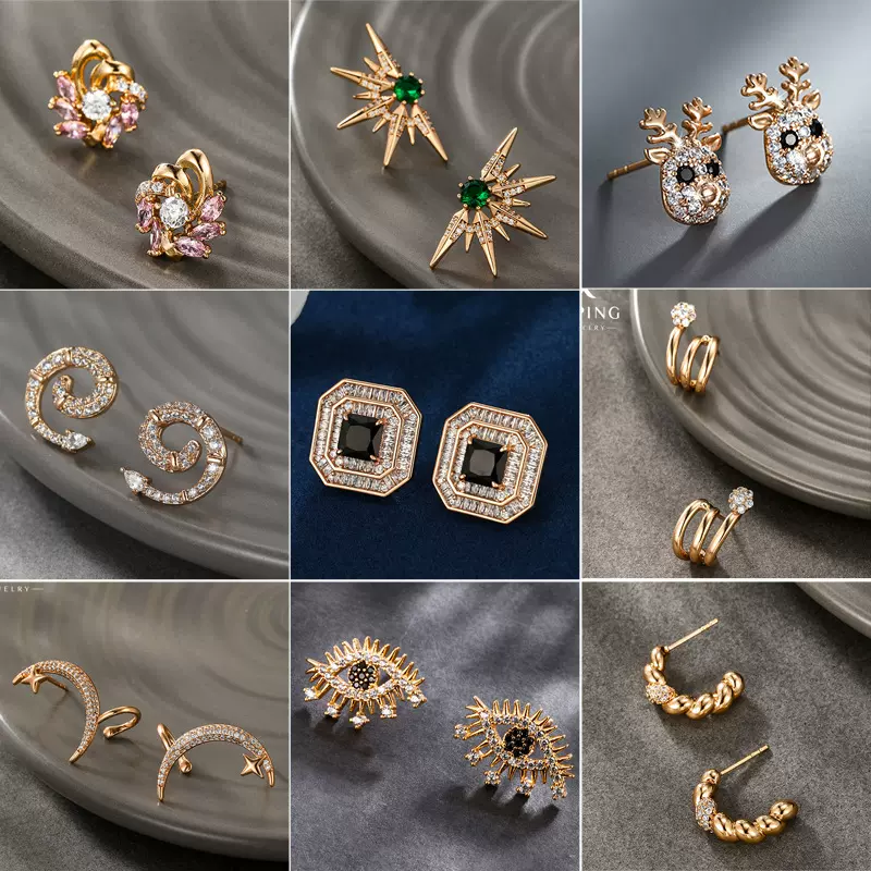 旭平饰品跨境热销合金耳饰秋冬高级感小众轻奢气质耳钉现货批发女