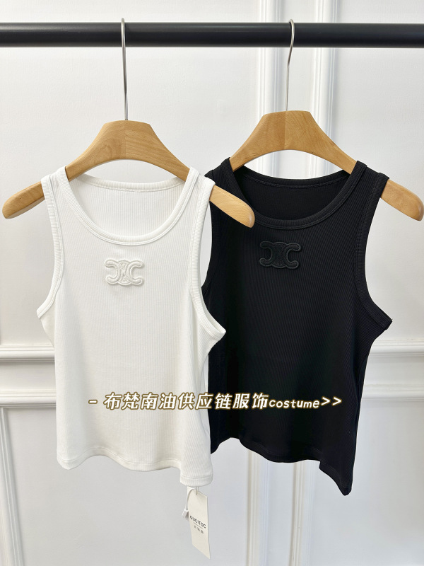 深セン南油婦人服 CE 凱旋門刺繍ニットベスト女性の 25 夏の新スリムフィットボトリングシャツ|undefined