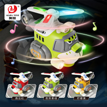 跨境电动老虎特技变形直升飞机声光万向旋转升降卡通飞机玩具批发