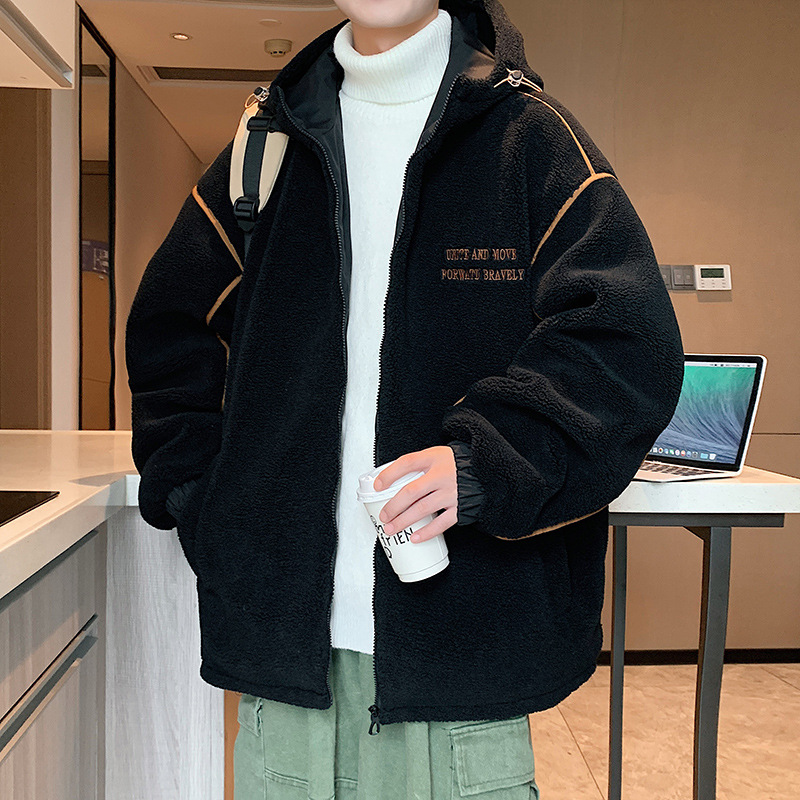 Abrigo de lana de cordero para hombre otoño e invierno 2023 nuevo abrigo acolchado de algodón jinjiang abrigo acolchado de algodón grueso forrado de lana abrigo par abrigo acolchado de algodón de invierno