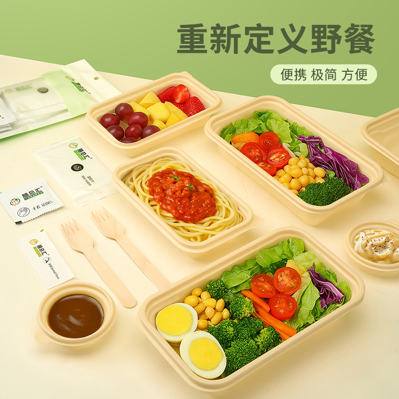 Caja de almidón de maíz desechable conjunto de picnic de alto valor facial ecológico picnic al aire libre perezoso ecológico indispensable degradable