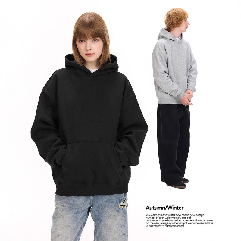 Men's Winter Sweatshirt 500g Heavyweight Warm Pullover Solid Color Top with Fleece Thickened Hooded Without Drawstring for Outerwear Base Layer Men's Winter Sweatshirt 500g Heavyweight Warm Pullover Solid Color Top with Fleece Thickened Hooded Without Drawstring for Outerwear Base Layer