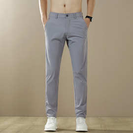 2022夏季新款男士冰丝薄款直筒小西裤弹性透气速干九分运动休闲裤