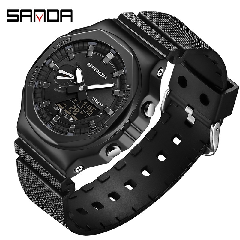SANDA 3167 nuevo reloj creativo moda deportes multifuncional luminoso moda hombres reloj electrónico