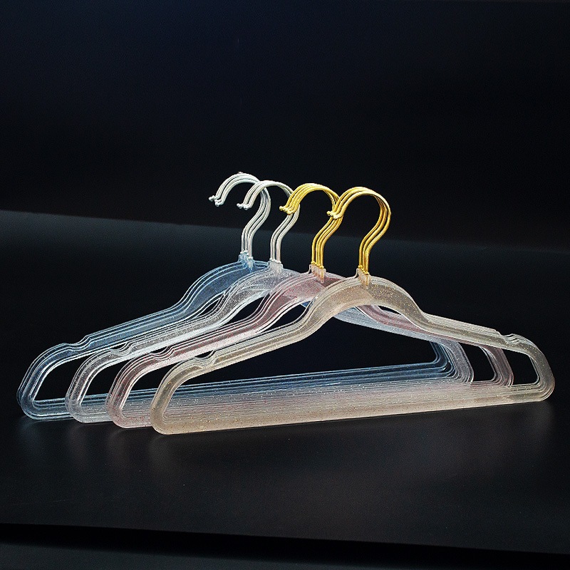 轻奢金粉衣架防滑透明无痕收纳衣撑亚克力透明衣架金钩旋转衣架子|ms