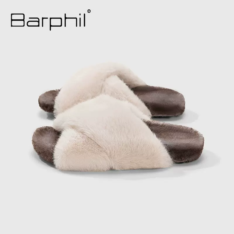 Barphil外穿厚底毛毛拖鞋2025年冬季新款百搭网红室内家居拖鞋女