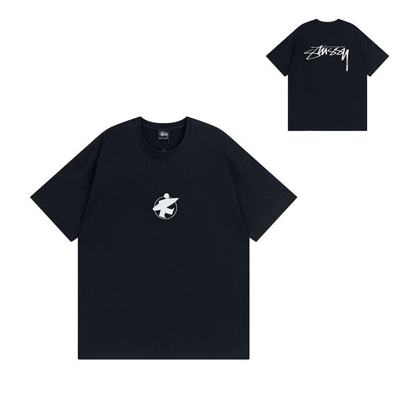 国境を越えた卸売りstyスチュアート黒8クラシック24ss半袖純綿夏ゆるいtシャツ男女同金|undefined