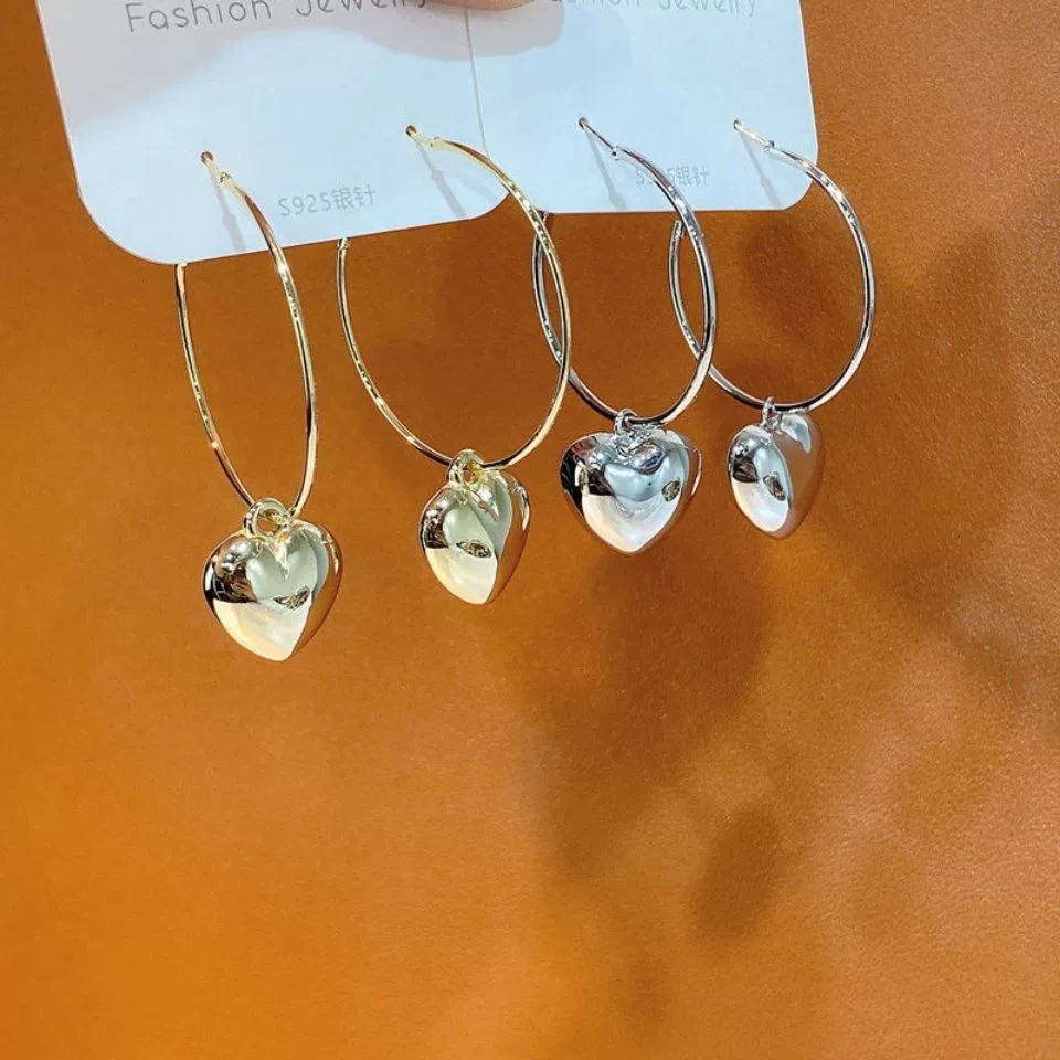 Персонализированные серьги на Display Time Fashion Circle Holiday Love Large Ear Rings Mi Mi, серьги с темпераментом, сердцеобразные корейские серьги