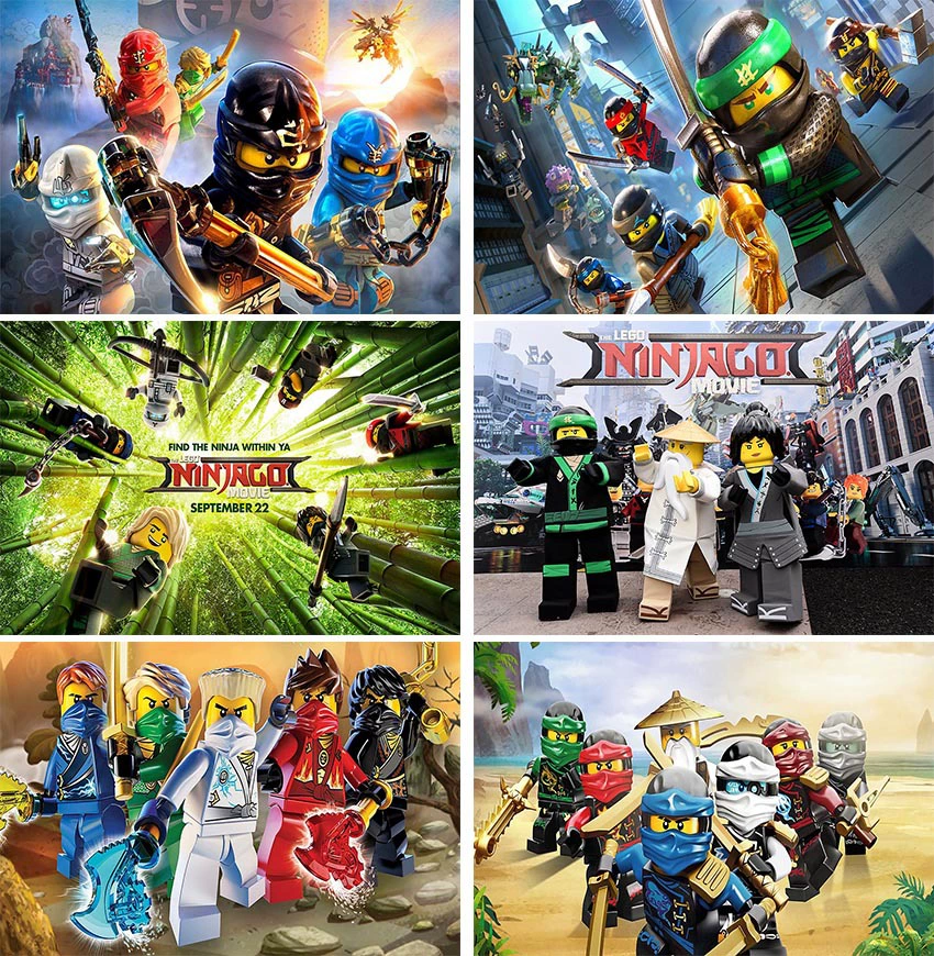 Фотозона (Lego Ninjago) баннер для праздника, тонкая ткань 150×100–300×300 см, разные цвета