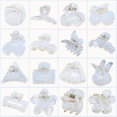 透明シャンパン色系クリップかわいい子供diyヘアクリップ蝶ネクタイのサイドクリップ底クリップpc材小クリップ髪飾り