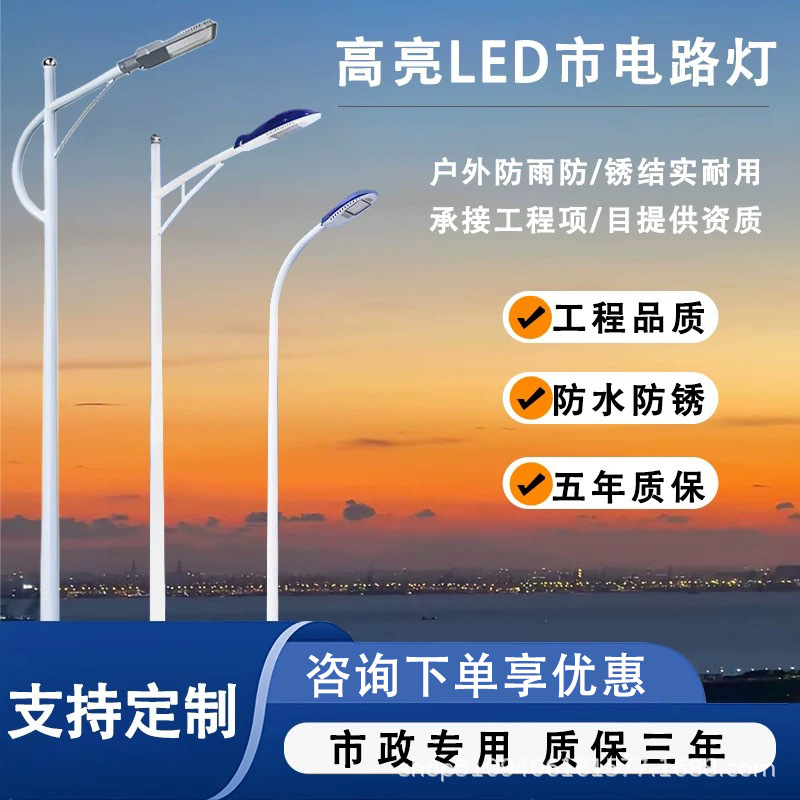 LED路灯杆厂家直销新农村工程双臂5米6米8米户外防水庭院高杆灯