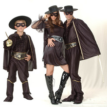 万圣节儿童男佐罗侠客亲子套装 COS成人女佐罗披风舞会演出衣服