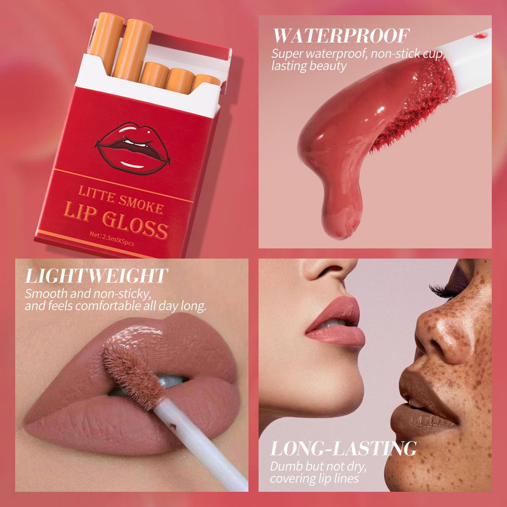 Clubday cross-border matte 5-pack cigarette lip gloss Long-lasting velvet moisturizing cigarette box lipstick bestseller undefined