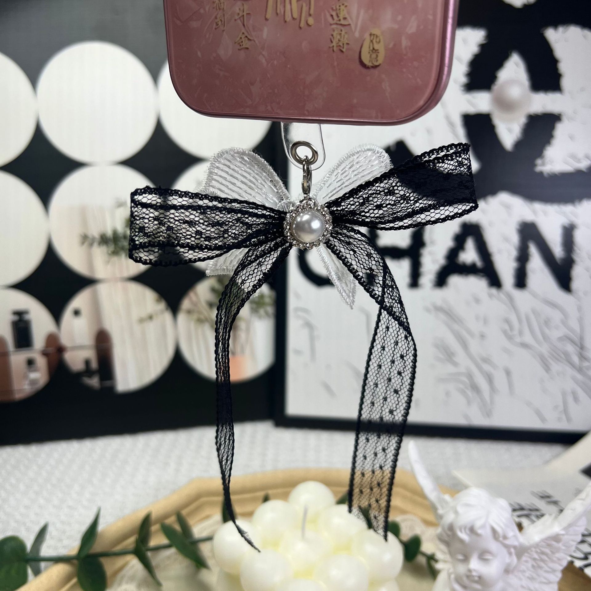 Korean brand lace fashionable hair accessory with bow pearl