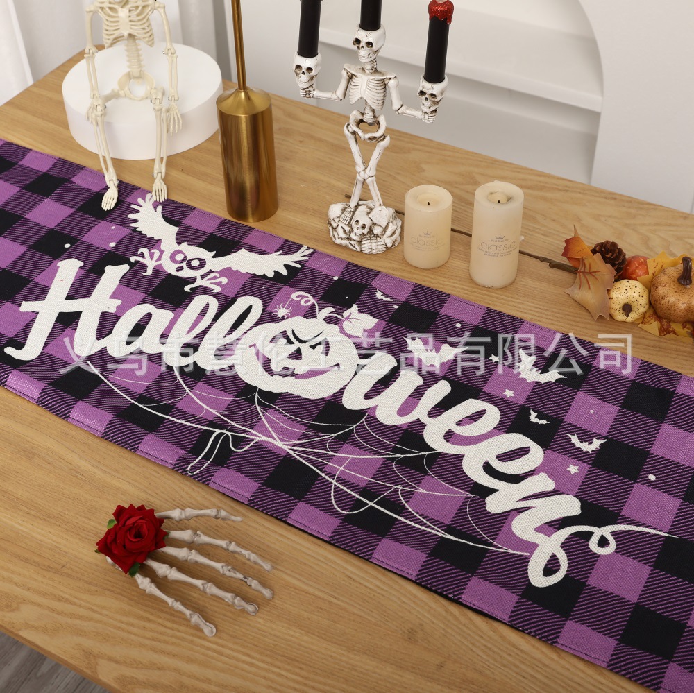 Nuevas banderas de mes de Halloween transfronterizas impresas creativas tela de mes cuadrada decoración de decoración de comedor interior