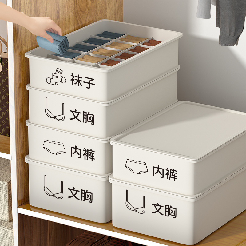 Underwear Storage Box for Women's Household Covered Intimates Storage Box Drawer-Type Plastic Bra and Socks Compartment Storage Box Underwear Storage Box for Women's Household Covered Intimates Storage Box Drawer-Type Plastic Bra and Socks Compartment Storage Box