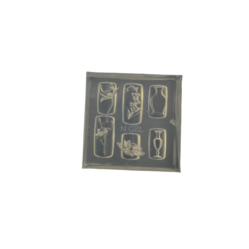 美甲房间模具春夏模具荷间集新中式荷花瓶子高透美甲硅胶模具|undefined