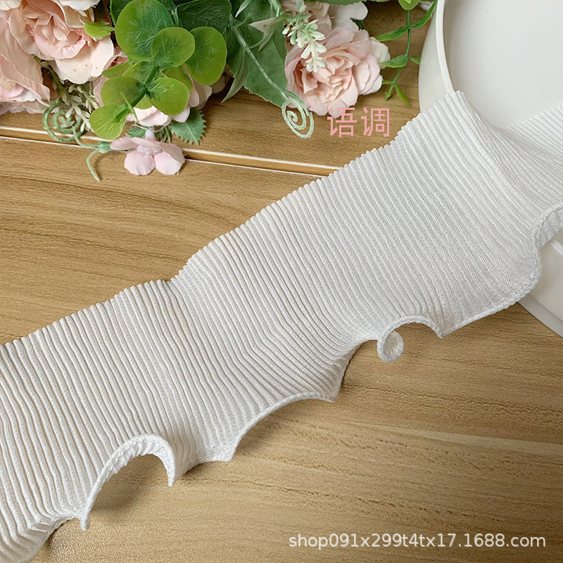 White Single-layer Chiffon Pleated Ruffles Micro-elastic Lace Curtain Skirt Accessories diy Fabric Decoration
