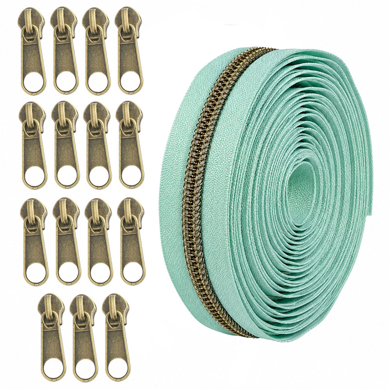 5 # Bronze Tooth Nylon Zipper, Bronze-Colored Long Zipper Puller, Compatible with Shein and Amazon's Bestsellers