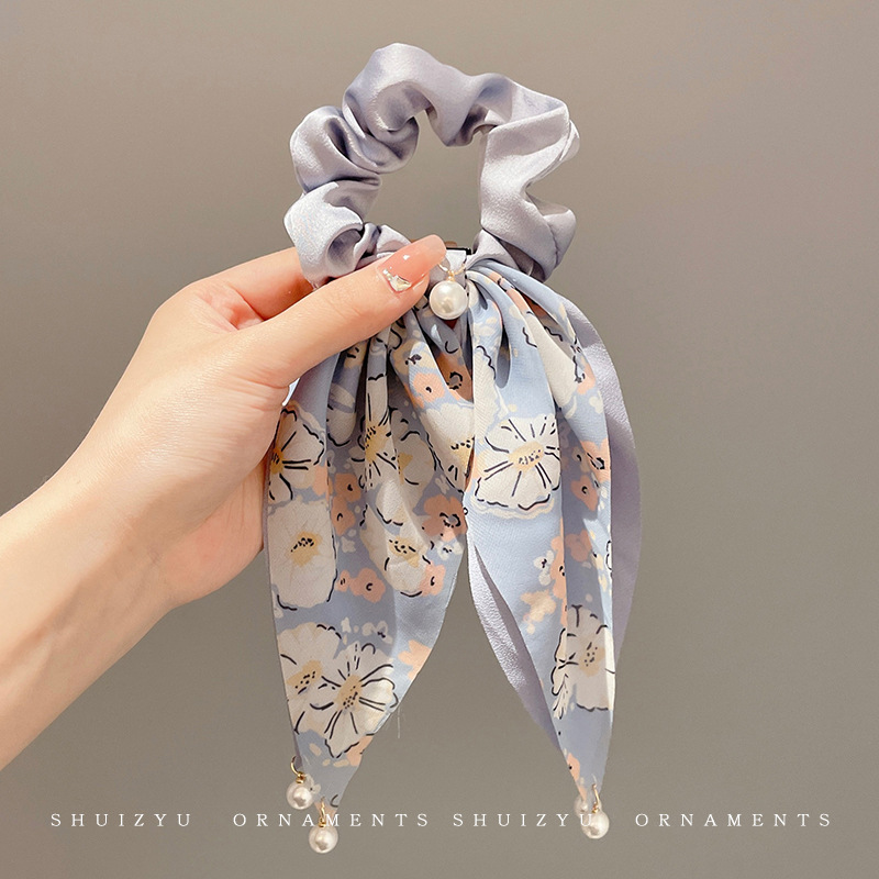 Corea del Sur nueva perla diadema pelo banda floral arco accesorios de pelo cinta pelo cuerda estilo coreano ponytail tocado al por mayor