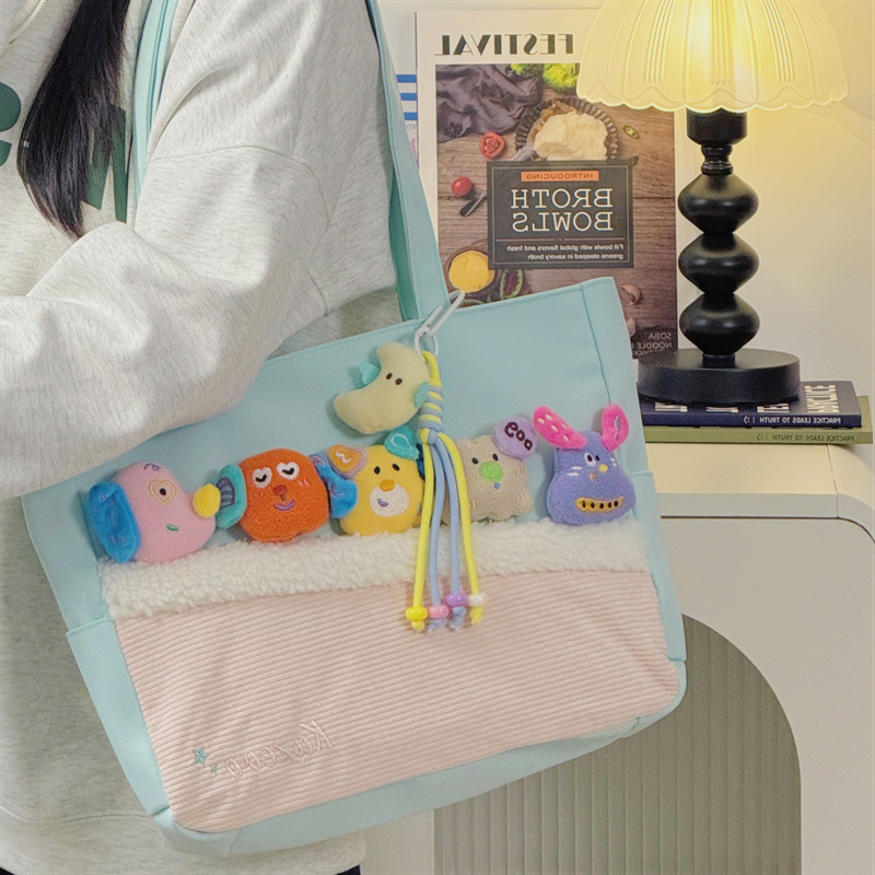 Women's Large Capacity 2025 New Autumn and Winter Easiest for Match Cartoon Casual Cute Shoulder Bag College Student Class Tote Bag