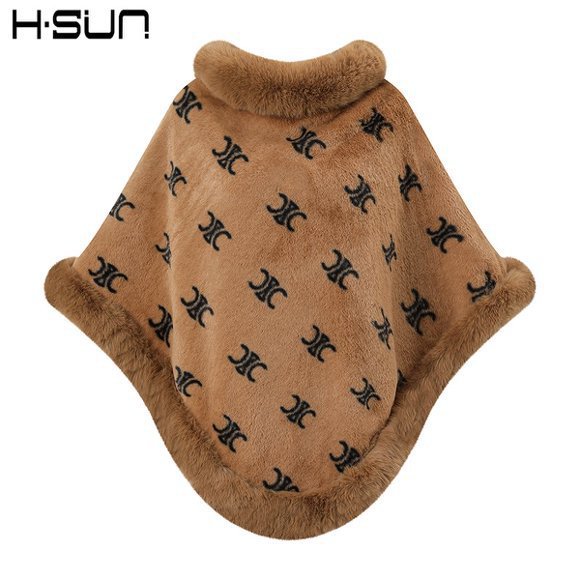 Capa tipo chal de otoño e invierno 2026, nueva bufanda de piel sintética de conejo, abrigo de punto para mujer, prenda exterior holgada y versátil. image 102
