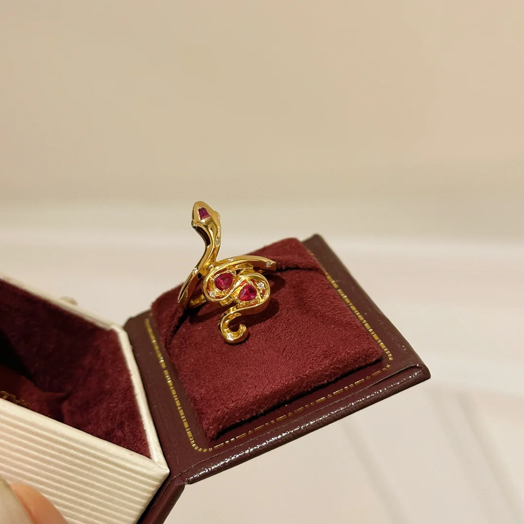 7g Weight Open Rings Classification 1 Piece Quantity Casual, Daily Occasion Copper Material Snake Pattern All Seasons Season Women's Gender Chinoiserie, Vintage Style Style Wholesale Jewelry Chinoiserie Vintage Style Snake Copper Open Rings 6