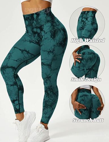 Cross-border seamless peach-shaped buttock-lifting high-waisted abdominal-contracting exercise tights tie-dye yoga fitness pants factory direct sales