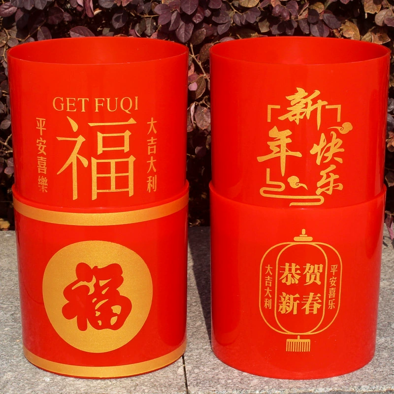 Новогоднее благословение ведро цветочная композиция Весенний фестиваль красный декоративный украшение цветочная композиция новогодний цветочный горшок благословенный мешок серебряная ива смола пластиковая оптом