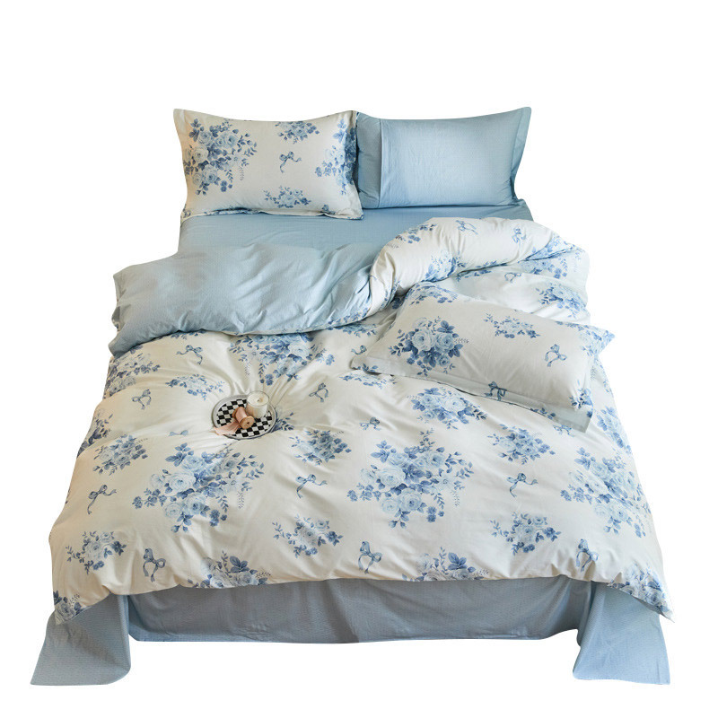 Parure de lit en coton style frais pour chambre à coucher_voghion.com