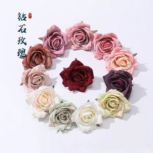 artificial flower rose flower head flower headdress accessories diy handmade materials indoor decoration diamond rose flower accessories