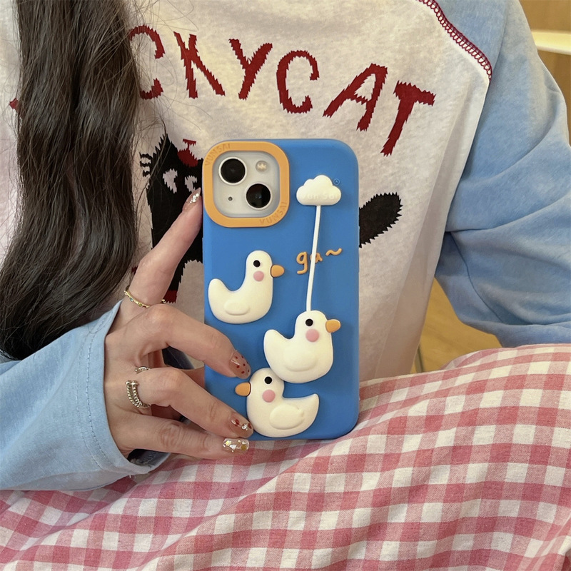 Cloud Duck 3D Pendant Suitable for Apple 16 Pro Max Phone Case iPhone 17/15 New Soft Silicone Model