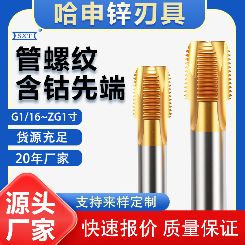G/ZG/NPT/PT/RC含钴镀钛/先端管螺纹CO机用丝锥G1/161/81/4丝攻
