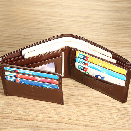 Cross-border dropshipping Manbang Men's Wallet Horizontal Top-Grade Calfskin Card Holder Classic Short Fold RIFD Anti-Scramble