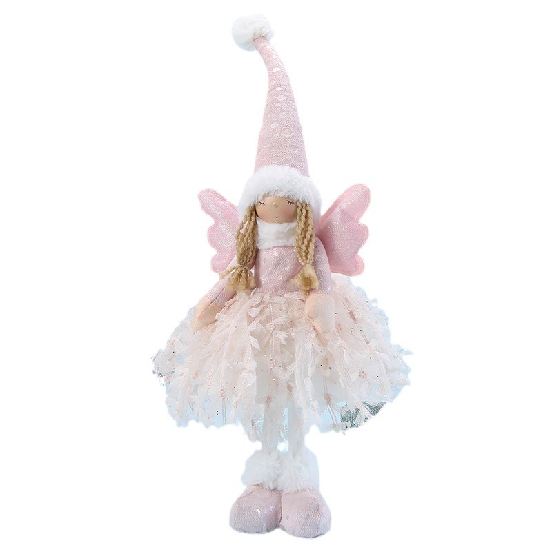 Navidad brillante ángel niña muñeca de dibujos animados princesa sombrero alto muñeca decoración de ventana ángel muñeca de peluche al por mayor