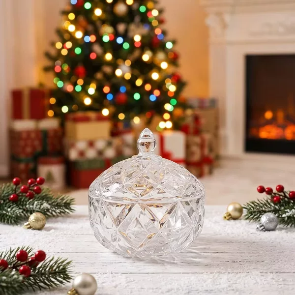New Crystal Stone Glass Box Christmas Decoration Jar Candy Jar Jewelry Storage Box Candy Jar