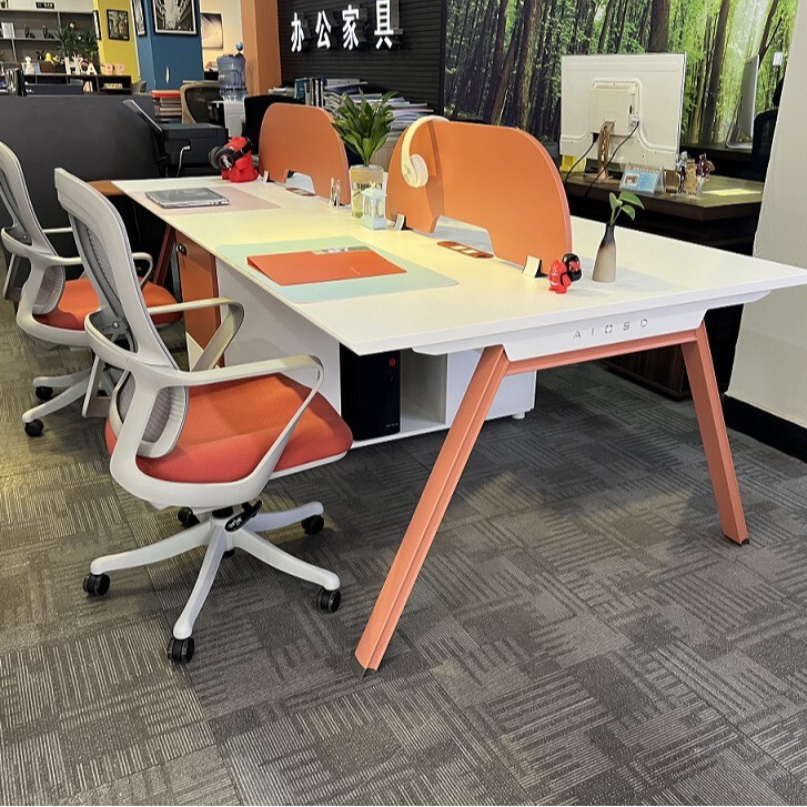 White Stylish Office Desk Simple Combination Staff Desk Combination Desk Office Desk Office Chair Four-Person Furniture Factory
