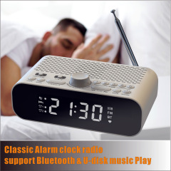 クロスボーダークラシック目覚ましラジオbluetoothスピーカー高感度ラジオ重低音スピーカーマルチボタン操作しやすい